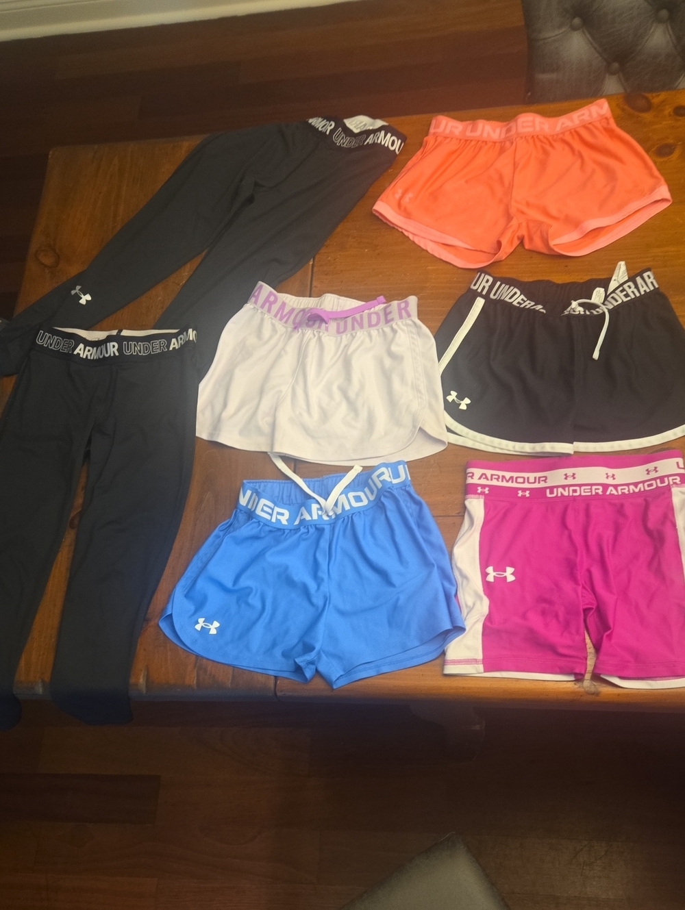 Euc Lot Of Under Armour Girls' Active Shorts and Leggings - Size Med